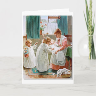 Vintage - Zusters die met het Nieuwe Baby helpen, Aankondiging