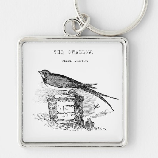 Vintage zwaluw vogel sleutelhanger (Voorkant)