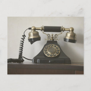 Vintage Zwart Messing Draaischijftelefoon Briefkaart