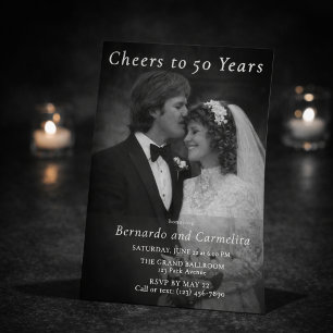 Vintage Zwart Wit 50 Jaar Jubileum Kaart