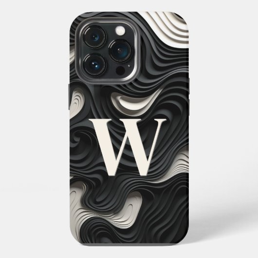 Vintage zwart-wit bloemenmotief iPhone hoesje (Achterkant)