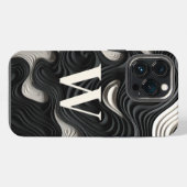 Vintage zwart-wit bloemenmotief iPhone hoesje (Achterkant horizontaal)