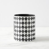 vintage zwart-wit schaakbord monogram mok (Midden)