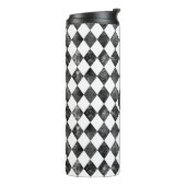 vintage zwart-wit schaakbord monogram thermosbeker (Gedraaid links)