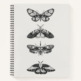Vintage zwart-wit vlinder spiraal notebook notitieboek