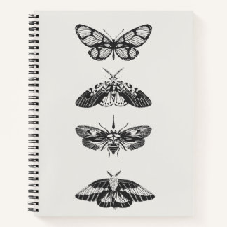 Vintage zwart-wit vlinder spiraal notebook notitieboek