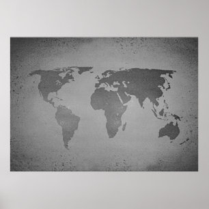 Vintage zwart-wit wereldkaart poster