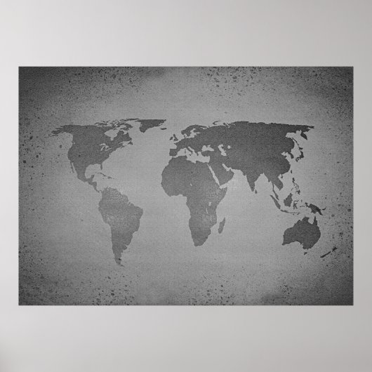 Vintage zwart-wit wereldkaart poster (Voorkant)