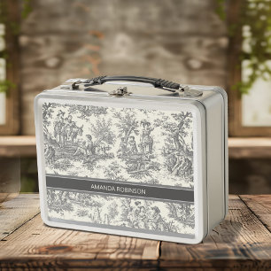 Vintage Zwart Witte Toile De Jouy Frans Landelijk