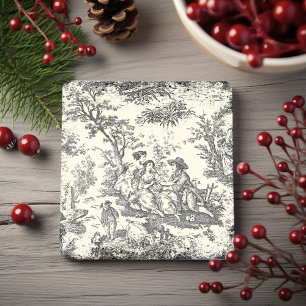 Vintage Zwart Witte Toile de Jouy Romantisch Paar Stenen Onderzetter