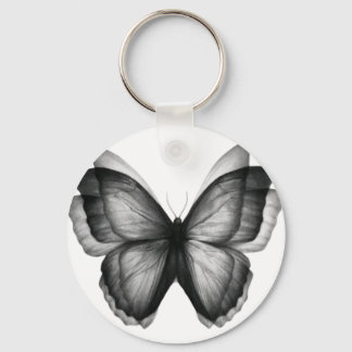 Vintage Zwart-Witte Vlinder Sleutelhanger