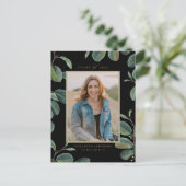 Vintage zwarte bladeren Zwarte foto Afstuderen Briefkaart (Staand voorkant)