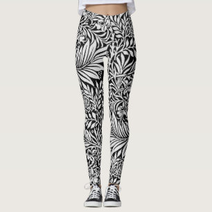 Vintage zwarte bloem larkspur botanisch patroon leggings