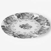 Vintage zwarte botanische bruiloft / Jubileum Papieren Bordje (Gekanteld)