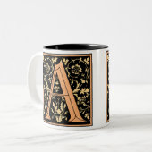 Vintage Zwarte & Gouden Letter 'A' - Mok (Voorkant links)