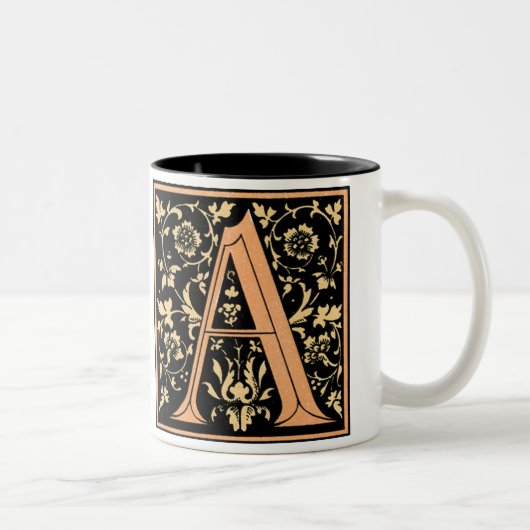 Vintage Zwarte & Gouden Letter 'A' - Mok (Rechts)