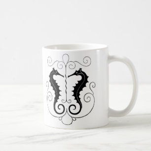 Vintage Zwarte Seahorses Koffiemok