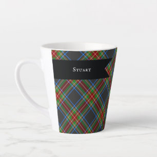 Vintage Zwarte Stewart Clan Highland Tartan Latte Mok