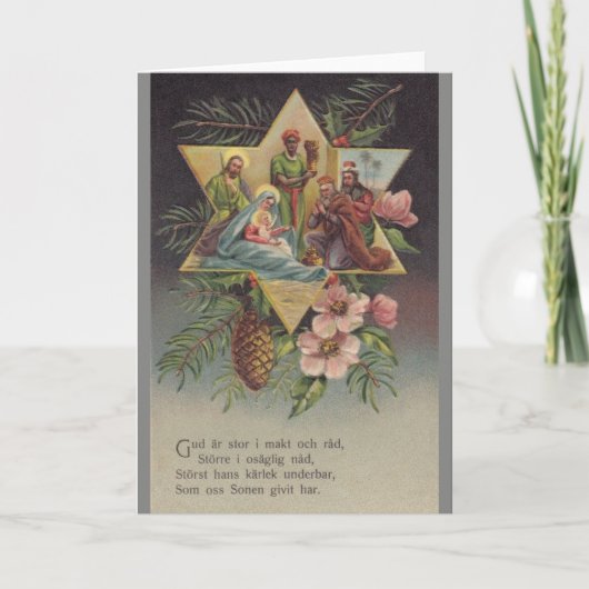 Vintage Zweedse Godsdienstige Kerstkaart Feestdagen Kaart (Voorkant)