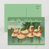 Vintage Zwemmende Zwanen aan Mijn Feestdagenkaart (Voorkant / Achterkant)