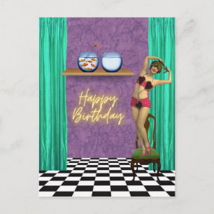 Vintage Zwemmer Funky Altered Art Verjaardag Briefkaart