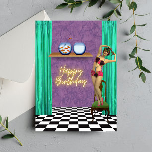Vintage Zwemmer Funky Altered Art Verjaardagskaart Kaart
