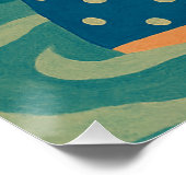 Vintage Zwemmer met Strandbal Perfect Poster (Hoek)