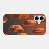 Vintage zwevende asteroïden iPhone 16 hoesje (Achterkant horizontaal)