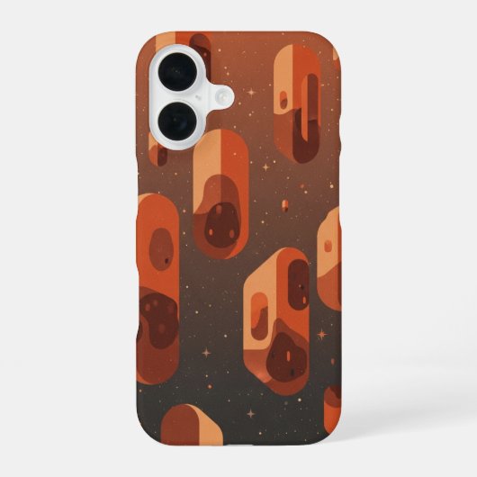 Vintage zwevende asteroïden iPhone 16 hoesje (Achterkant)