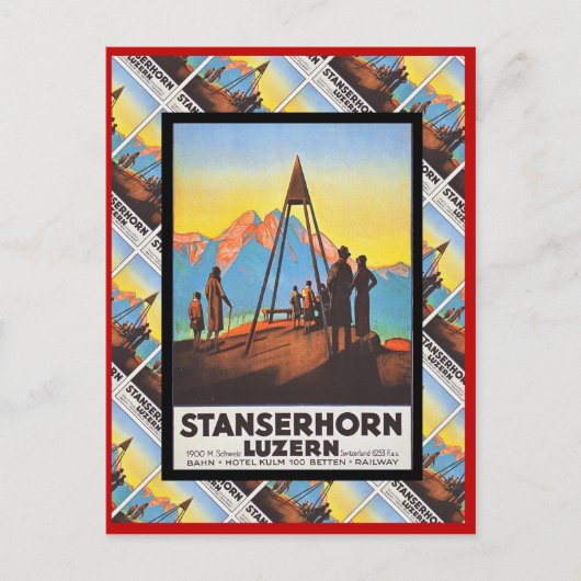 Vintage Zwitserland, Luzerne, Stanzerhorn Briefkaart (Voorkant)