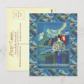 Vintage Zwitserland, Vierwaldstattersee, Briefkaart (Voorkant / Achterkant)