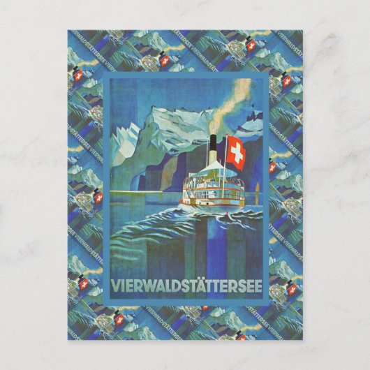 Vintage Zwitserland, Vierwaldstattersee, Briefkaart (Voorkant)