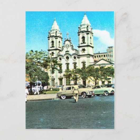     VintageBrazilië Recife, Barokke kathedraal Briefkaart (Voorkant)