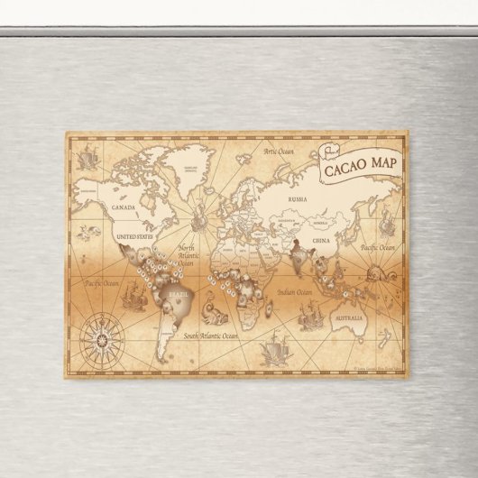 VintageCacao Wereldkaart Magneet