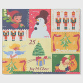 VintageChristmas Postal Stamps  Cadeaupapier (Vlak)