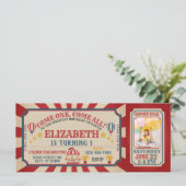 VintageCircus Carnival Ticket Birthday Uitnodiging (Staand voorkant)