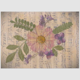 Vintaged bladmuziek en bloemen decoupage papier
