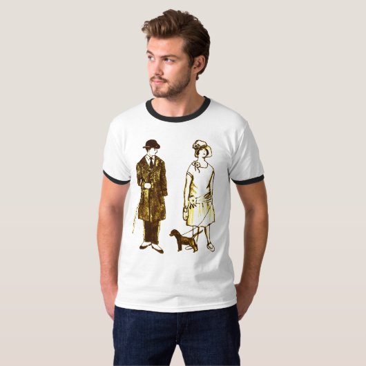 VINTAGED Mannen basic Ringer T-shirt (Voorkant volledig)