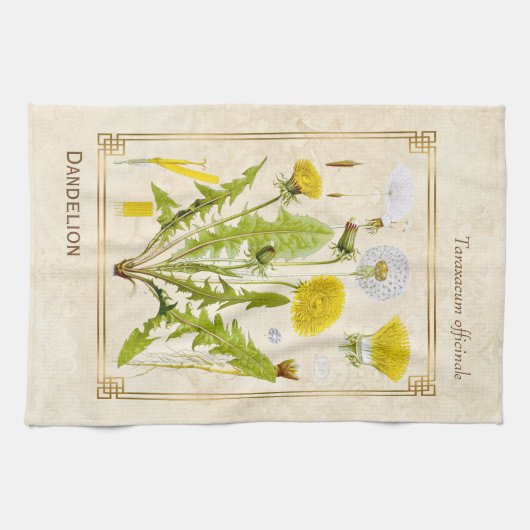 Vintagel Kruidengele Dandelion Bloemflacon Theedoek (Horizontaal)