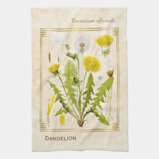 Vintagel Kruidengele Dandelion Bloemflacon Theedoek (Verticaal)