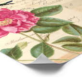Vintagelegant met rozen en vlinders poster (Hoek)