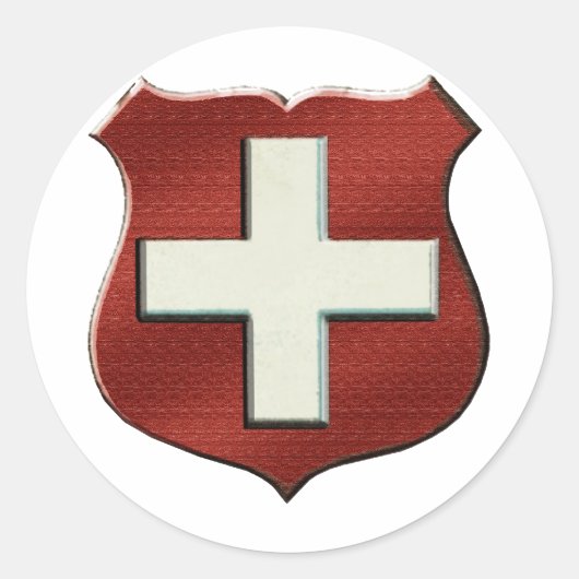 VintageRetro Swiss Shield voor Zwitsers Ronde Sticker (Voorkant)