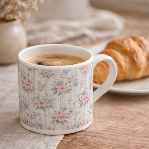 VintageRustic Shabby Chic Bloemen op Houten Boerde Espresso Kop