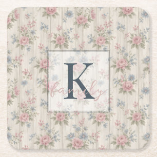 VintageRustic Shabby Chic Bloemen op Houten Boerde Kartonnen Onderzetters