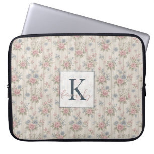 VintageRustic Shabby Chic Bloemen op Houten Boerde Laptop Sleeve