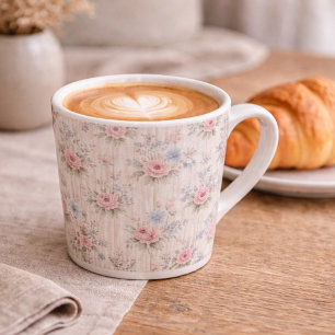 VintageRustic Shabby Chic Bloemen op Houten Boerde Latte Mok