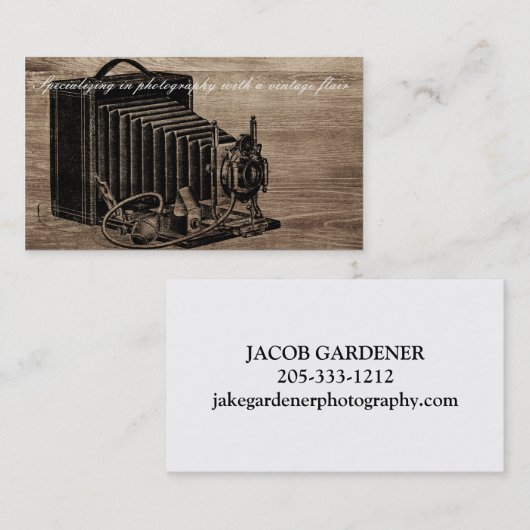 Vintages camera fotograaf Visitekaartje (Voorkant / Achterkant)