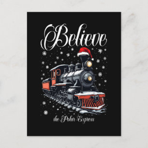 Vintages geloven in kersttrein feestdagenkaart