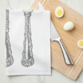 Vintages keukenhanddoek voor vork, lepel, mes (Quarter Fold)