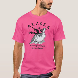 VintageStyle Alaska Willow Ptarmigan White Text St T-shirt